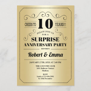 Invitation 10e anniversaire de la Surprise - Black Gold