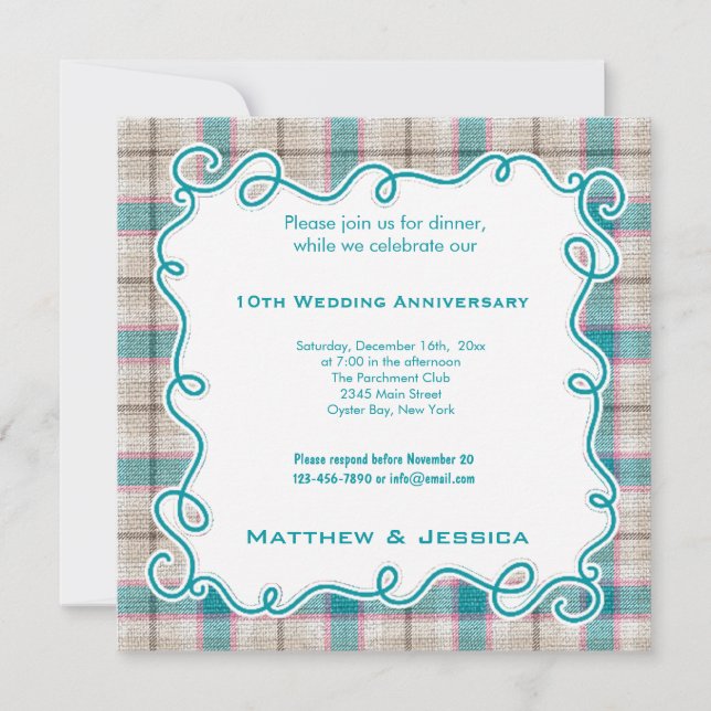 Invitation 10e anniversaire de mariage (Devant)