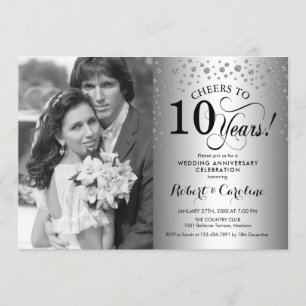 Invitation 10e anniversaire de mariage avec photo - Argent