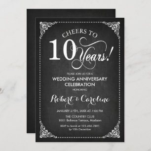 Invitation 10e anniversaire de Mariage - Blanc de tableau noi