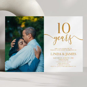 Invitation 10e anniversaire de Mariage de Champagne minimalis