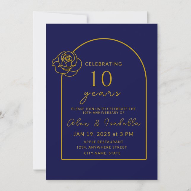 Invitation 10e anniversaire de Mariage de la marine moderne e (Devant)