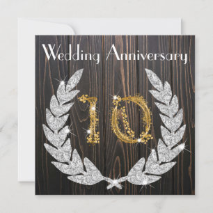 Invitation 10e anniversaire de mariage Diamond Laurel & Gold