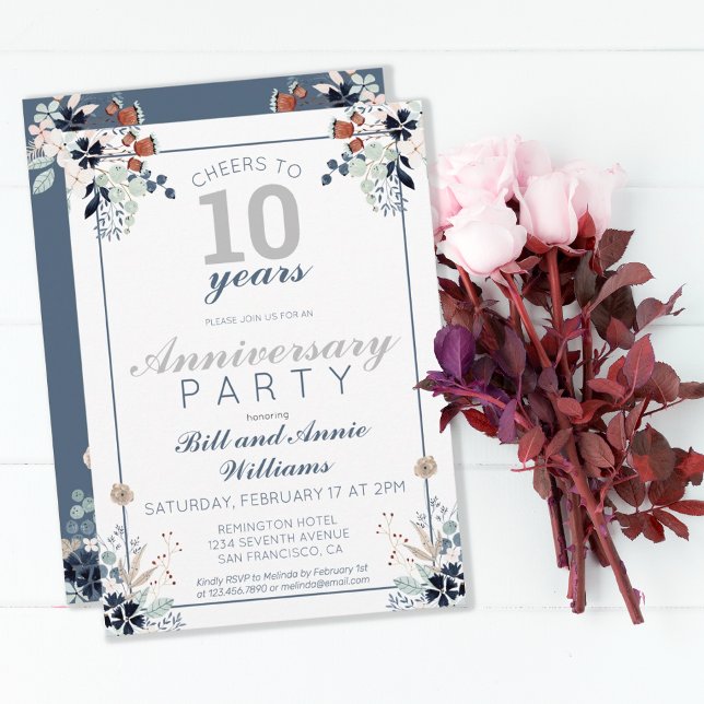 Invitation 10e Anniversaire de Mariage Santé à 10 Ans de Fête (Créateur téléchargé)