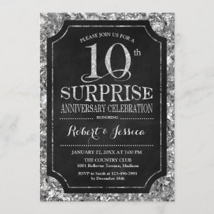 Invitation 10e anniversaire de Mariage surprise - Noir d'arge