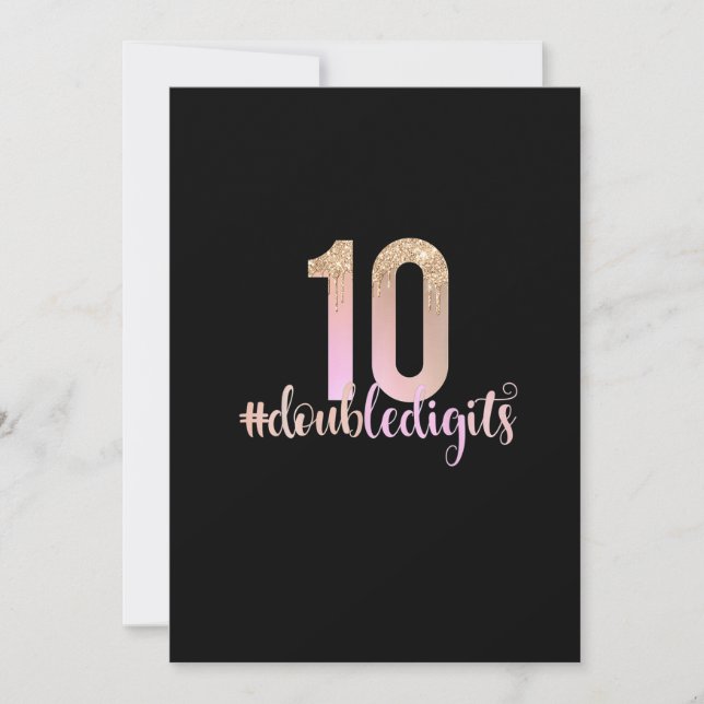 Invitation 10e anniversaire Double chiffres filles Peach Ombr (Devant)