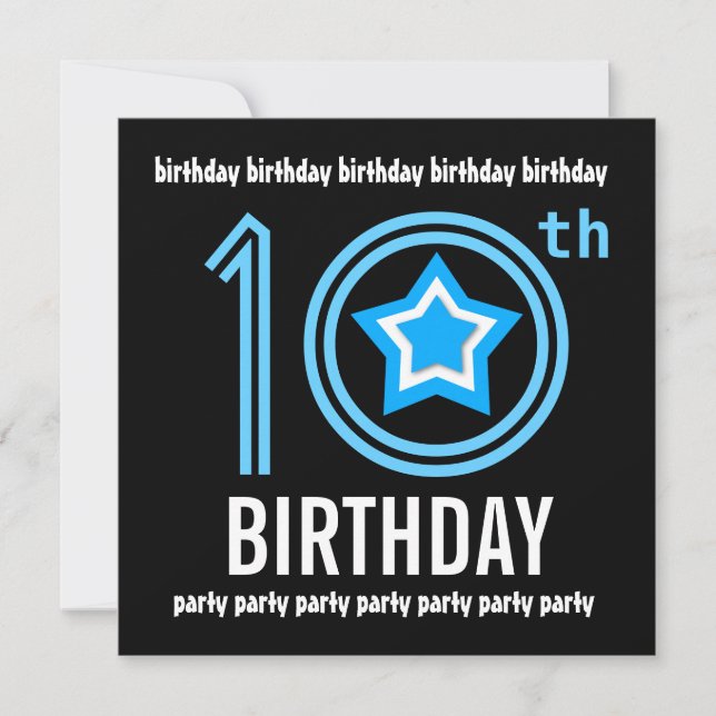 Invitation 10e anniversaire du Modern Blue and Black W689 (Devant)