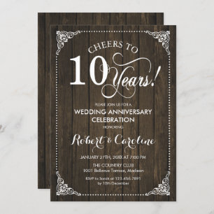 Invitation 10e anniversaire Mariage - Bois