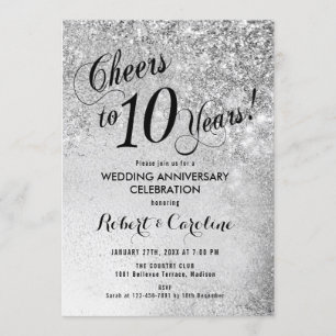 Invitation 10e anniversaire Mariage d'argent