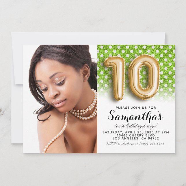 Invitation 10e anniversaire Polkadot Portrait (Devant)
