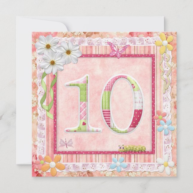 Invitation 10e anniversaire style scrapbooking (Devant)