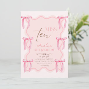 Invitation 10e Dusty Pink Bows Anniversaire Princesse