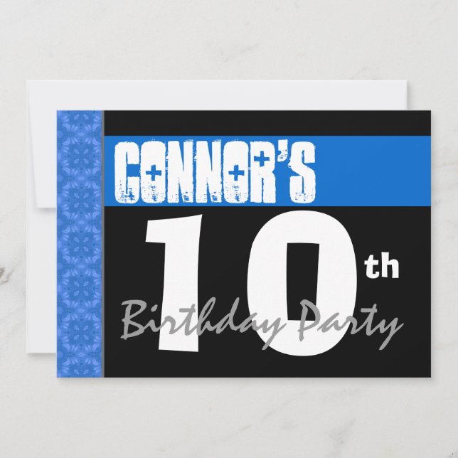 Invitation 10e fête d'anniversaire Moderne Bleu Bleu Étoiles  (Devant)
