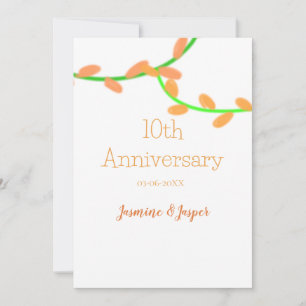 Invitation 10ème anniversaire orange feuille de lavande nom c