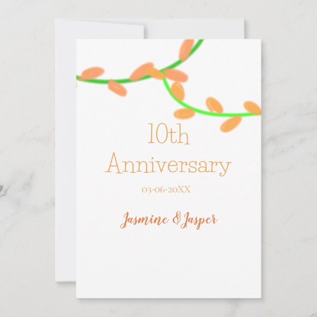 Invitation 10ème anniversaire orange feuille de lavande nom c (Devant)