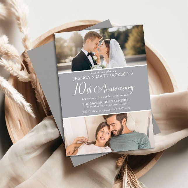 Invitation 10th Wedding Anniversary Celebration Then and Now  (Créateur téléchargé)