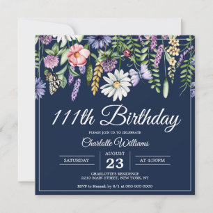 Invitation 111e anniversaire Marine Fleur sauvage Élégante 11