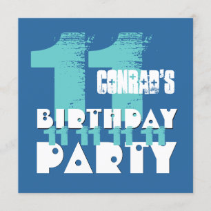 Invitation 11e anniversaire BLUE Grunge Z03B