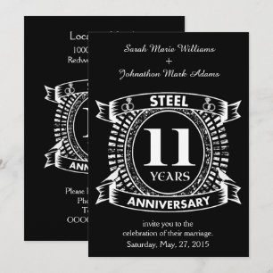 Invitation 11e anniversaire de mariage en acier