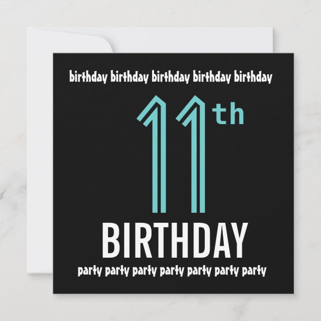 Invitation 11e anniversaire Noir et couleur Numéro 2 (Devant)