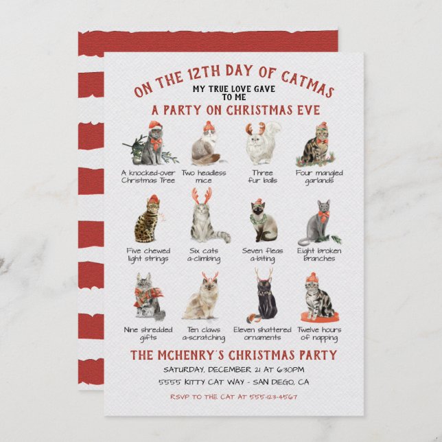 Invitation 12 Jour de Noël (Devant / Derrière)