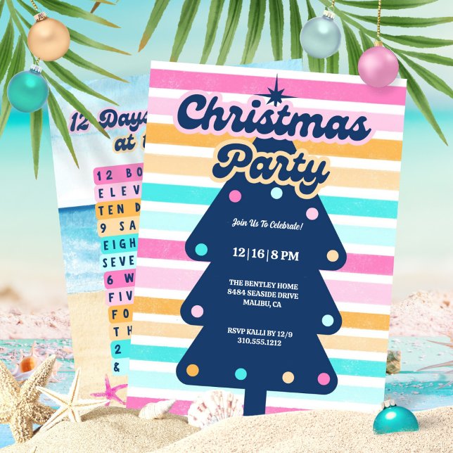Invitation 12 Jours de Noël à la Beach Retro Party (Créateur téléchargé)