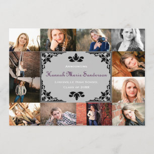 Invitation 12 Photos Collage de graduation-5x7 Grad Faire-par