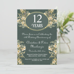 Invitation 12e anniversaire du Mariage de la soie Floral rich
