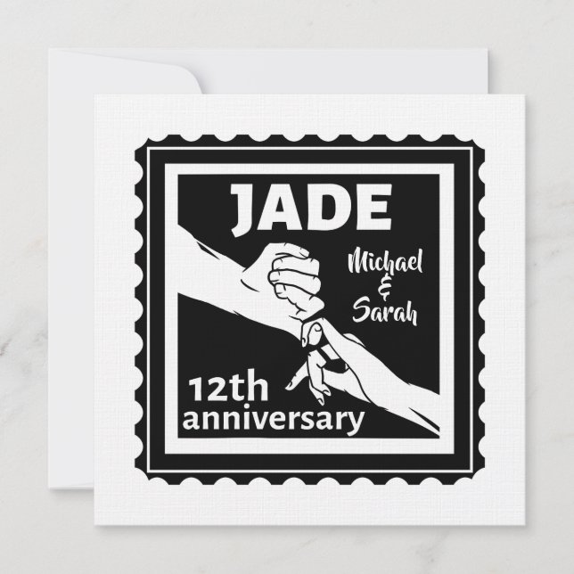 Invitation 12e anniversaire mariage traditionnel Jade (Devant)