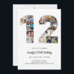 Invitation 12e anniversaire Numéro 12 photo personnalisée Col<br><div class="desc">Marquez douze années de merveilleux souvenirs et aventures avec ce captivant 12e anniversaire Numéro de photo Collage. Ce modèle personnalisable est le mélange parfait de créativité et de sentiment, vous permettant de créer un cadeau vraiment mémorable pour la journée spéciale de votre bien-aimé. Capturez l'essence d'années incroyables dans un seul...</div>