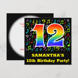 Invitation 12e anniversaire : Symboles de musique amusante, R