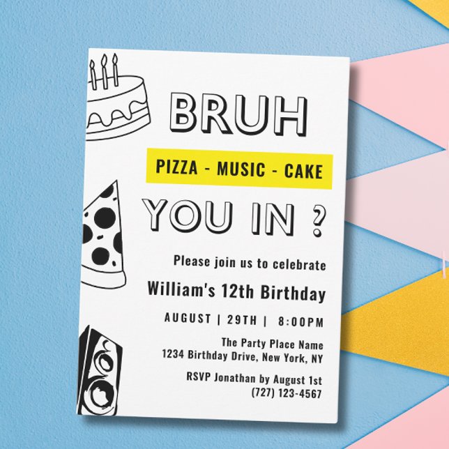 Invitation 12e Bruh, vous êtes un anniversaire adolescent gar (Créateur téléchargé)