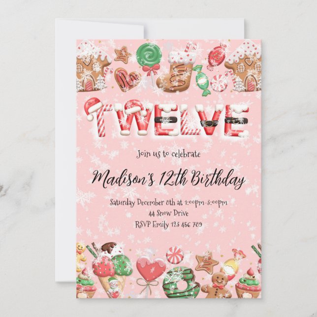 Invitation 12th Birthday Christmas Party (Devant)