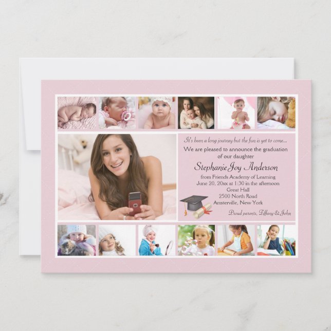 Invitation 13 Collage de diplômes photo (Personnalisé) (Devant)