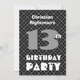 Invitation 13e anniversaire Ado moderne Diamants noirs W702