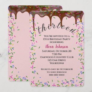 Invitation 13e Anniversaire Avec Glace Au Chocolat Et Saupoud