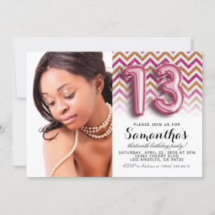 Invitation 13e anniversaire Chevron Portrait