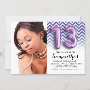 Invitation 13e anniversaire Chevron Portrait
