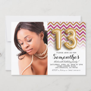 Invitation 13e anniversaire Chevron Portrait
