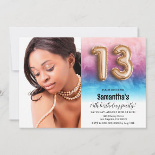 Invitation 13e anniversaire Confetti Gold Portrait