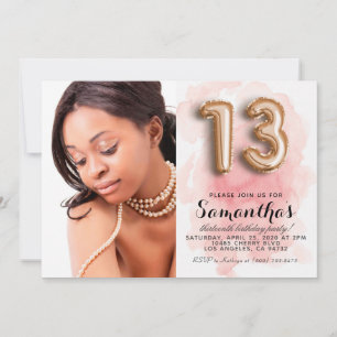 Invitation 13e anniversaire Confetti Gold Portrait