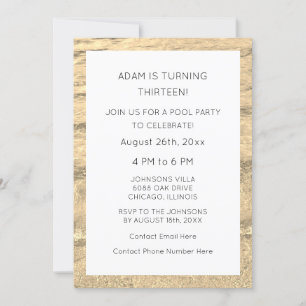 Invitation 13e anniversaire Custom Age Eau Abstrait Cool de p