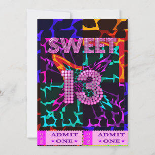 Invitation 13e anniversaire doux 13 fête mixte impression ani