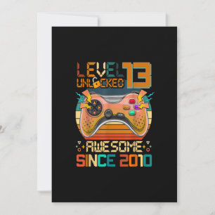 Invitation 13e anniversaire garçons jeu vidéo niveau 13 déver