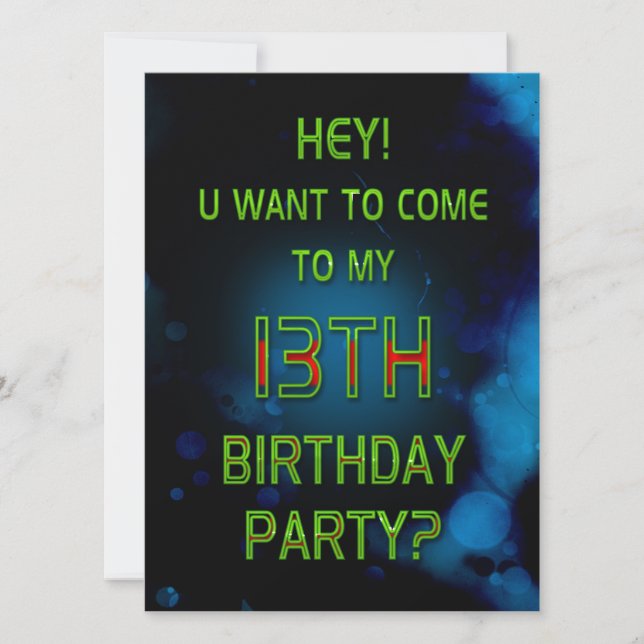 Invitation 13e anniversaire, Invitation, Bleu, Vous voulez ve (Devant)