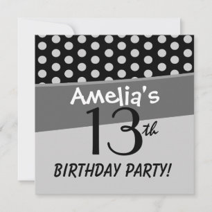 Invitation 13e anniversaire mignon Pois pour fille