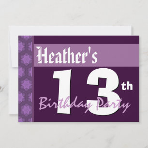 Invitation 13e anniversaire moderne violet X211