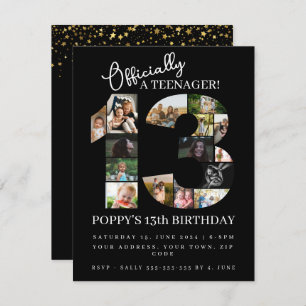 Invitation 13e anniversaire officiellement un collage photo a