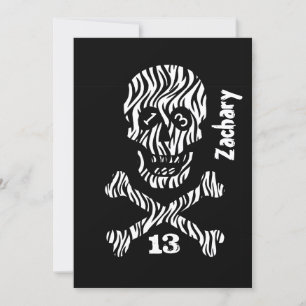 Invitation 13e anniversaire ou toute année Crâne et os croisé