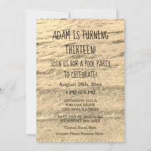 Invitation 13e anniversaire personnalisé Nom d'âge Eau mouche